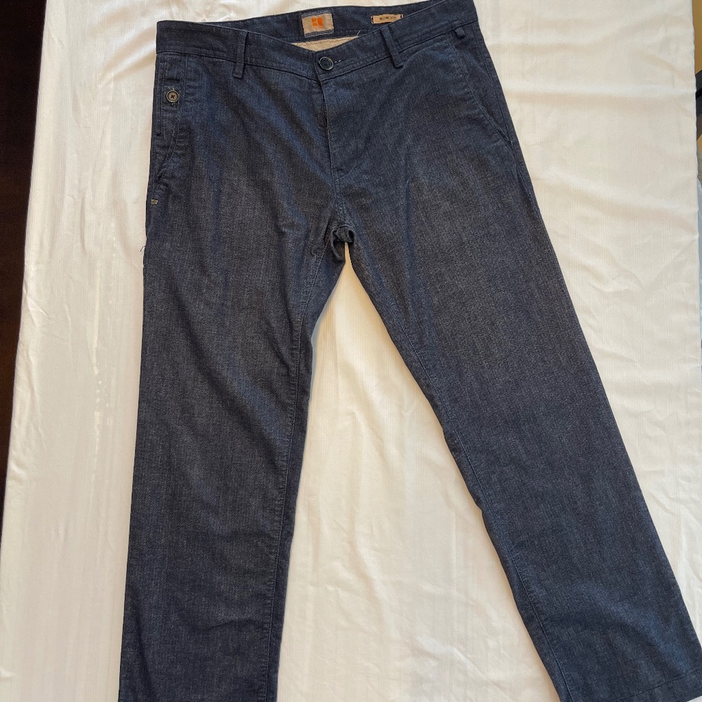 Hugo Boss orange casual Slim Fit pants Grey cotton blend double pockets 34R